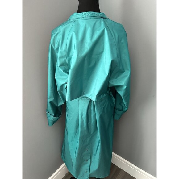 Nuage Vintage 90s Green Button & Belt Trench Coat Mac Uk Women's Size 5/6 - Picture 4 of 12